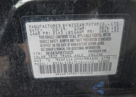 2019 Nissan Sentra S/Sv/Sr/Sl from USA, damaged, VIN 3N1AB7AP0KY324225